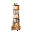 Bibliothèque rotative à 6 niveaux avec roulettes, tiroir, couleur bois, idéale pour l'espace de vie principal