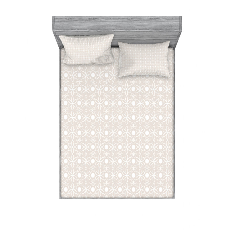 Ensemble de draps fleurs et pois, Ensemble de drap pour grand lit avec drap-housse