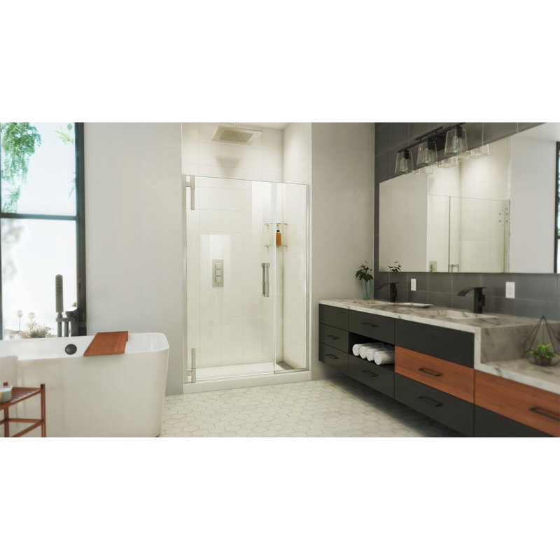  DreamLine Ascend 44 - 45 inch W x 72 inch H Frameless Pivot Shower Door in Brushed Nickel, Brushed Nickel, 45"