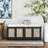 Rattan bench with storage cabinet