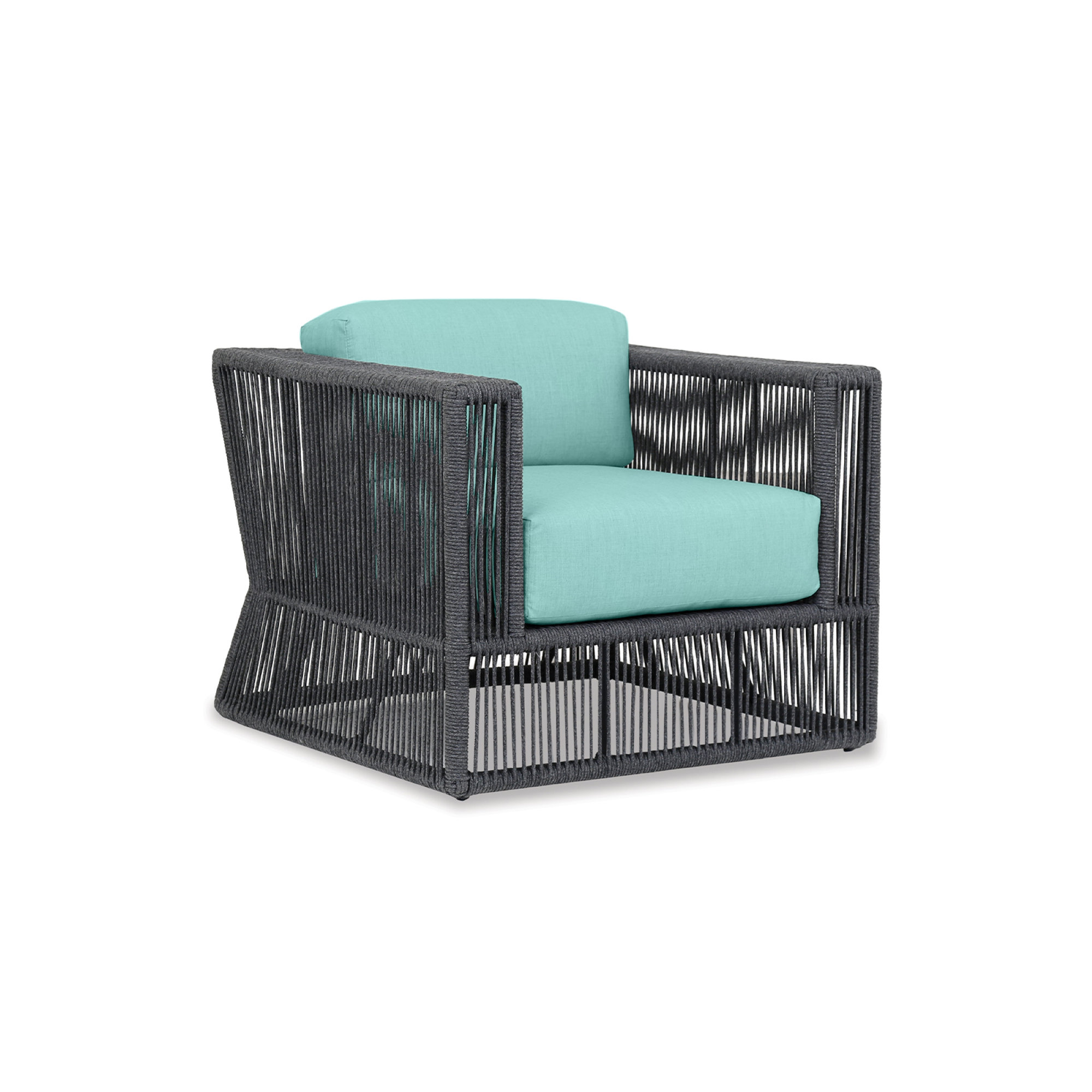 Outdoor Lounge Chair , Sunbrella® Cushions Included, Dupione Celeste, Black