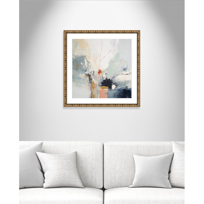«Ethereal Blue Beats II» par Irena Orlov, L 28,5 po x H 28,5 po, Imprimé mat, Perles de feuilles dorées