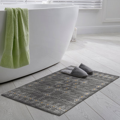 Tapis gris / blanc / jaune tissé à la machine Anberlin