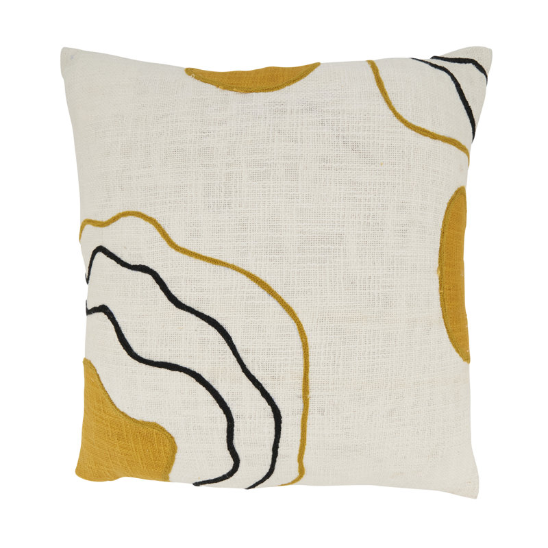 Artistic Expression Abstract Yellow Cotton Throw Pillow, 20"x20"