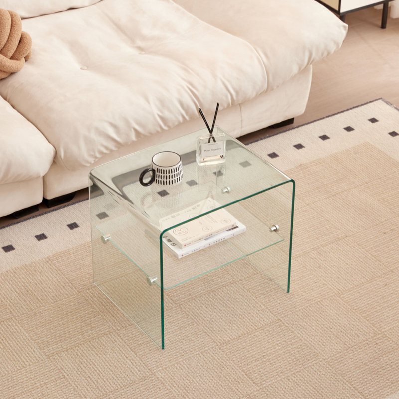 Table de bout et de bout en verre transparent, petite table de bout en verre trempé