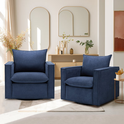 34.2" Wide Upholstered Swivel Accent Armchair