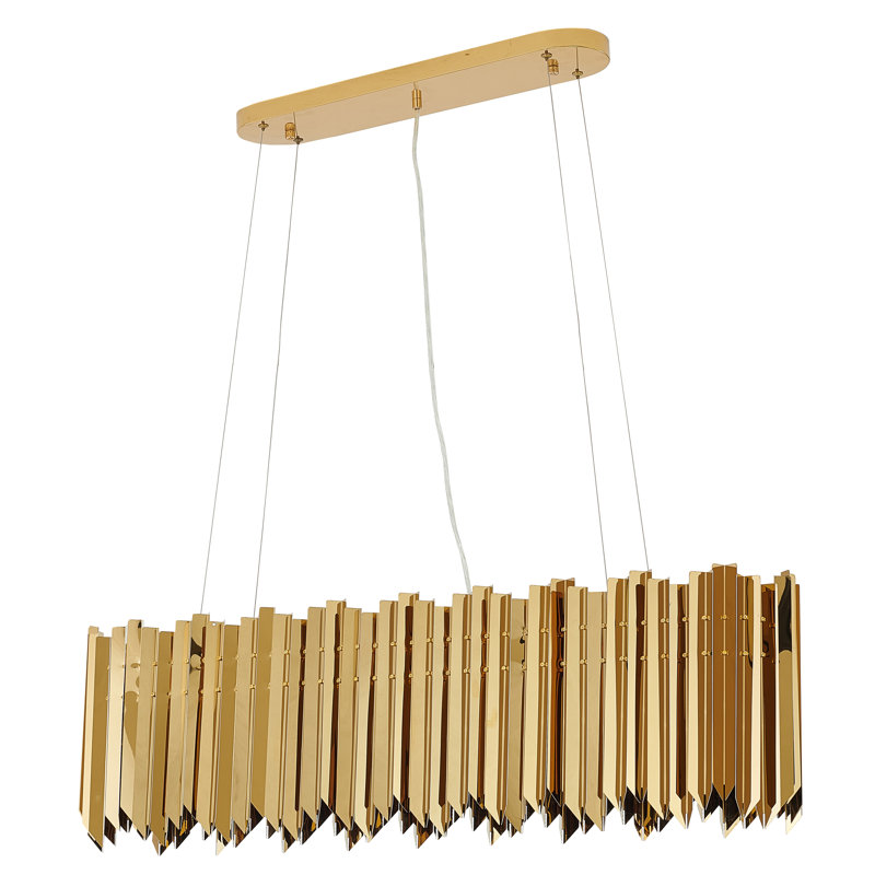 6-Light Gold Stainless Steel Oval Spike Chandelier