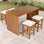Ensemble de bar d'extérieur en bois d'acacia 5 pièces, table à hauteur de bar et 4 tabourets avec coussins