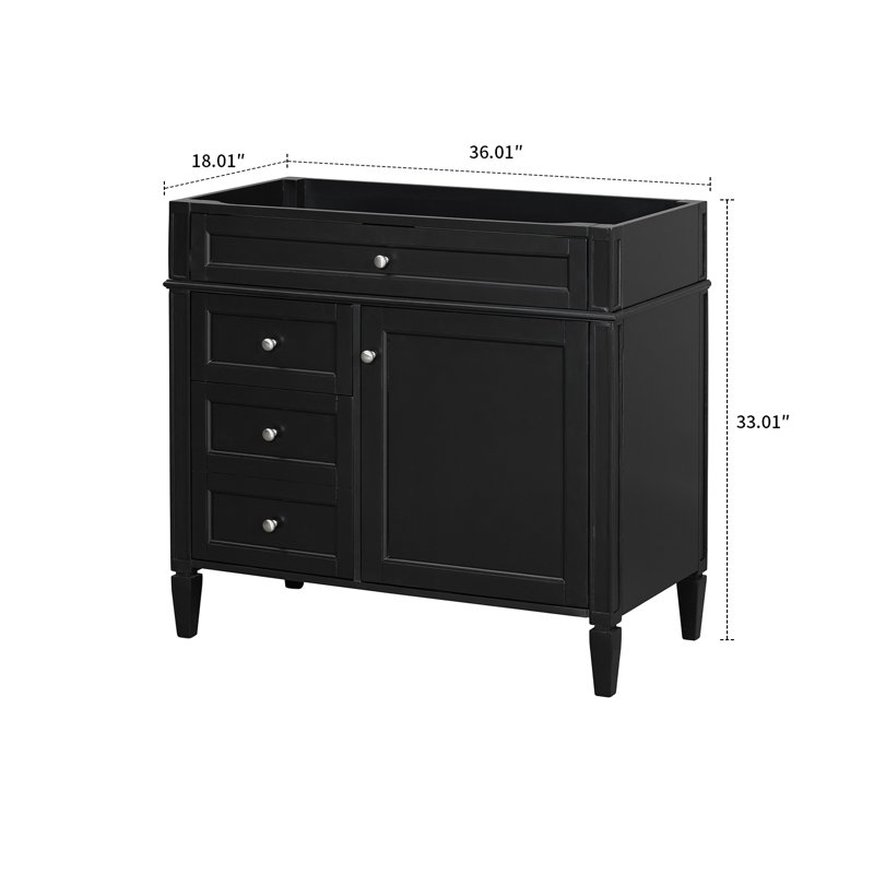 Meuble-lavabo autoportant en bois Modern Classic - sans lavabo supérieur, Noir, noir, noir, noir