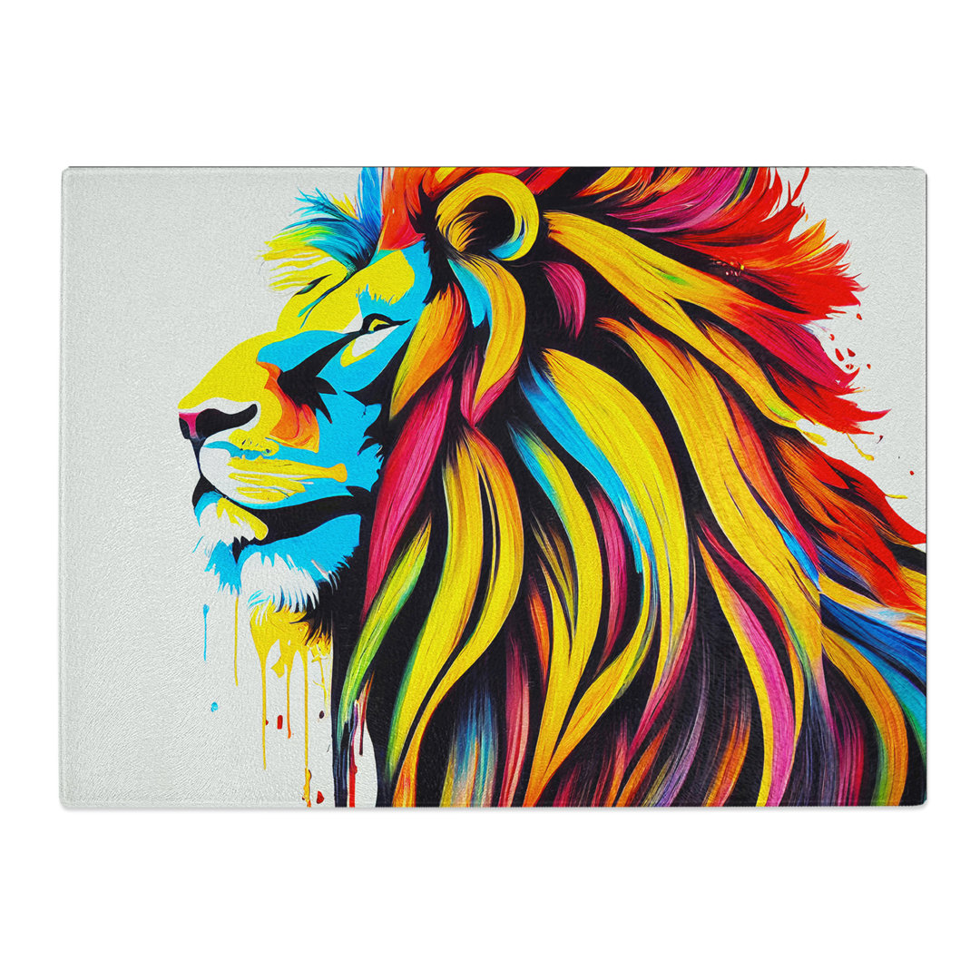 Colourful Lion Vol.1 Abstract  Glass Chopping Board