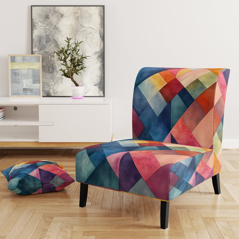 Fauteuil de chambre abstrait géométrique rembourré, Pantoufle sans accoudoirs