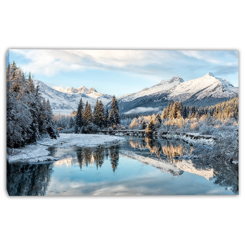 «Glacial River Morning Winter», art mural sur toile tendue, H 12 po x l 16 po