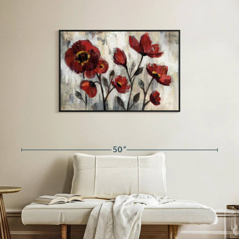 Simplicité florale, Cadre flottant noir, 37 po x 25 po