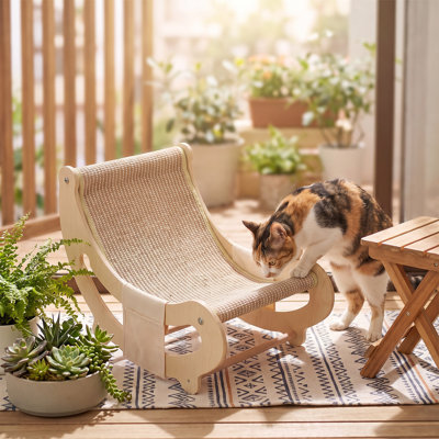 2-in-1 Cat Scratcher Lounge Chair Pet Bed