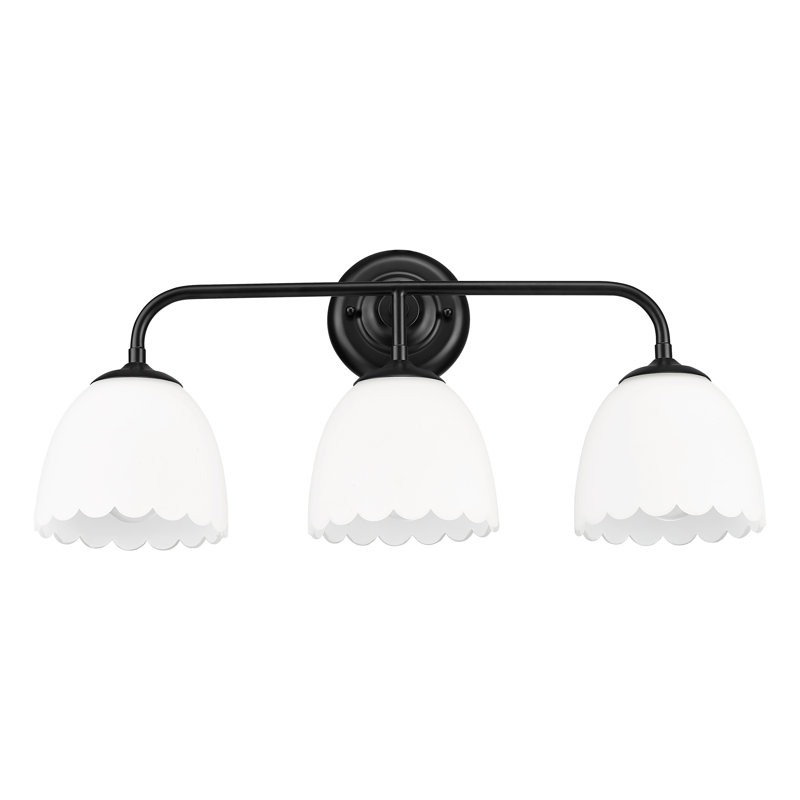 Dorinda 3-Light Vanity Light in Matte Black with Opal Glass, Matte Black