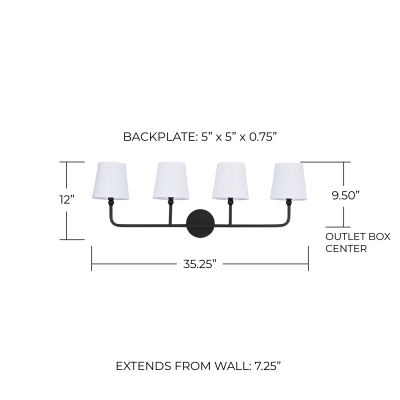 Climsland Dimmable Vanity Light, Matte Black, 4