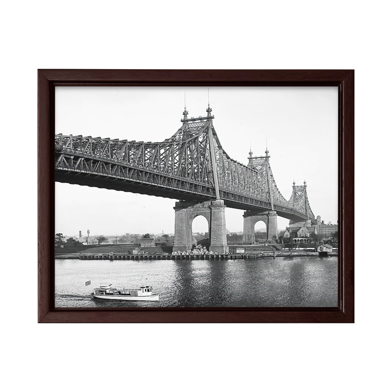Pont de Queensboro, Canvas, 12"H x 16"W, Brown Framed