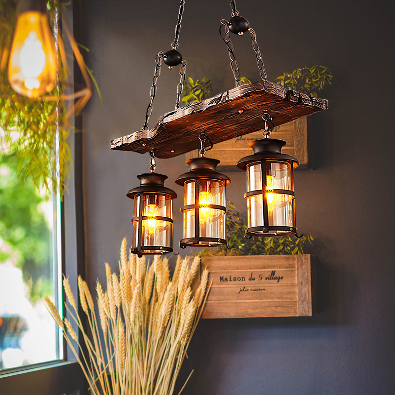 Ammber 3-Light Dimmable Rustic Wood & Metal Chandelier