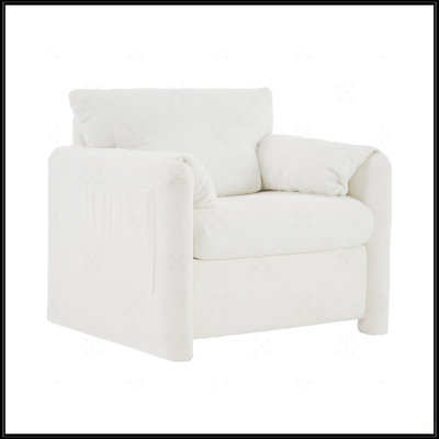 Plush Chenille Lounge Chair With High-Resilience Cushion
