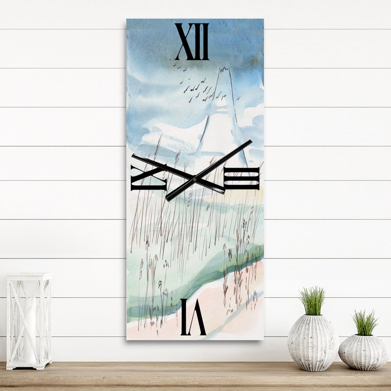Horloge murale Cranes survolant la montagne enneigée, Petit
