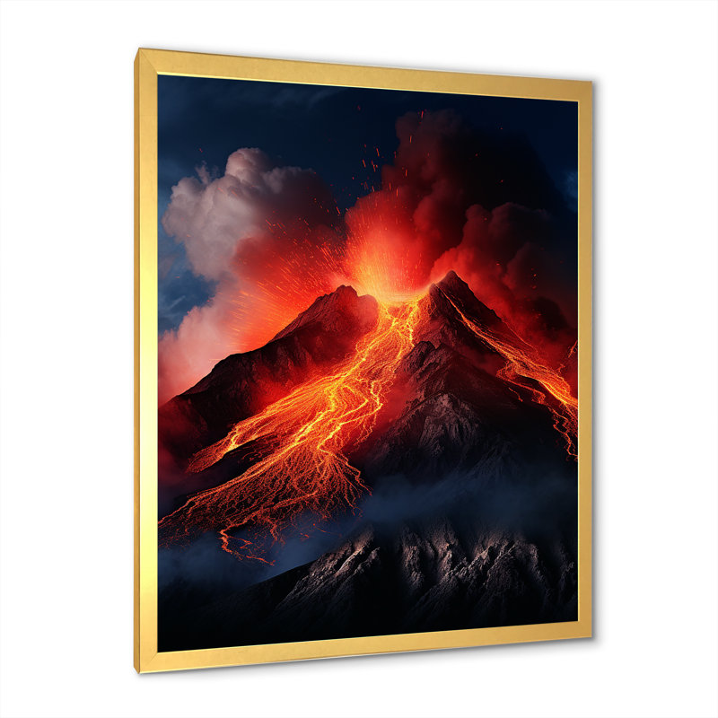 Volcan Volcanic Symphony I sur impression sur toile, Cadre doré simple, H 32 po x l 16 po x P 1 po