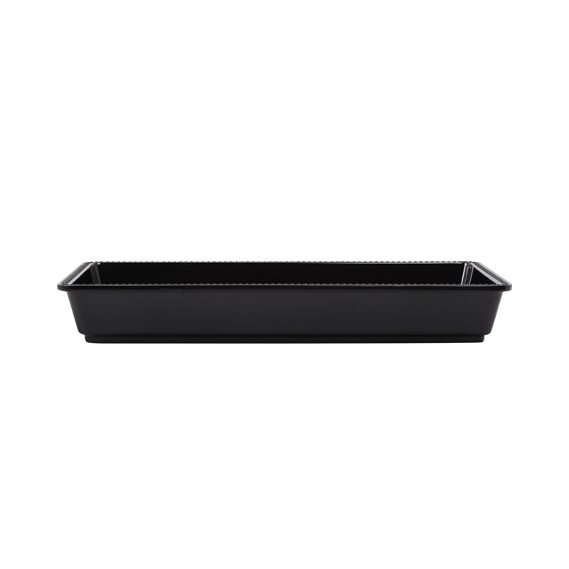 Elite Global Solutions Venetian Porcelain Melamine Stainless Steel Tray Serving Dish, 2" H x 15" W x 8" D, Black