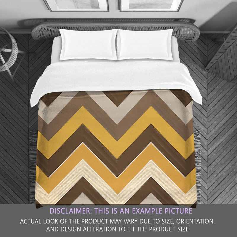 Checkered Comforter, King Comforter, Brown/Yellow Chevron