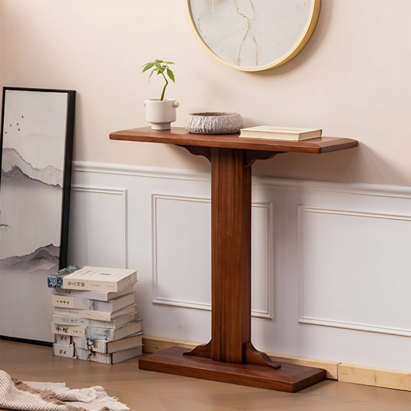 Minimalist Art Narrow Console Table, 31.5" H x 31.5" W x 9.84" D, Brown