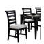 2 chaises noires de salle à manger, dossier moderne, assise rembourrée en mousse, structure en bois d'hévéa,