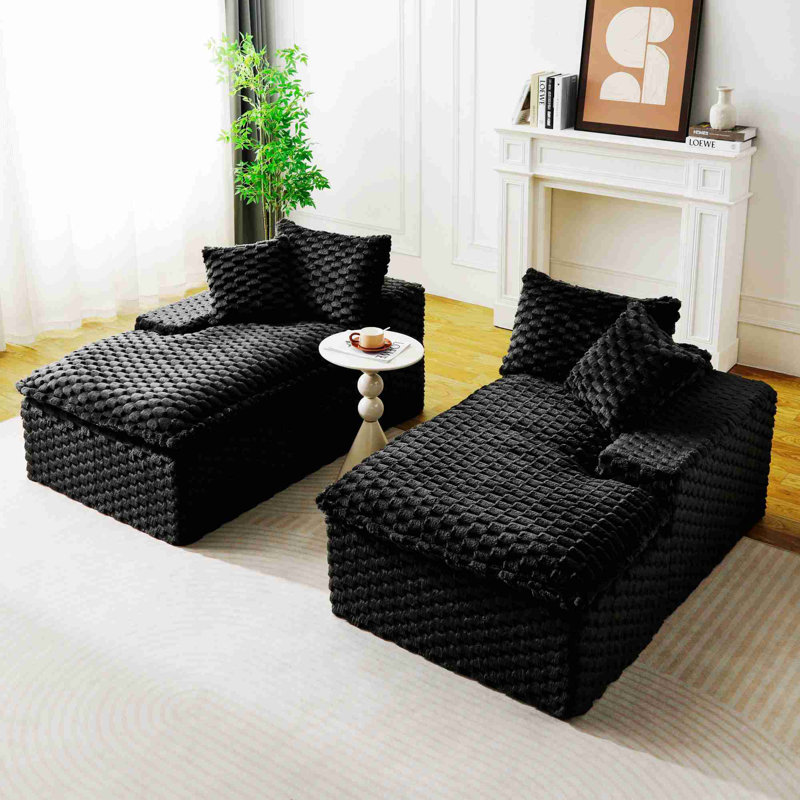 Double méridienne, canapé paresseux multifonctionnel pour le salon, la chambre à coucher, Noir