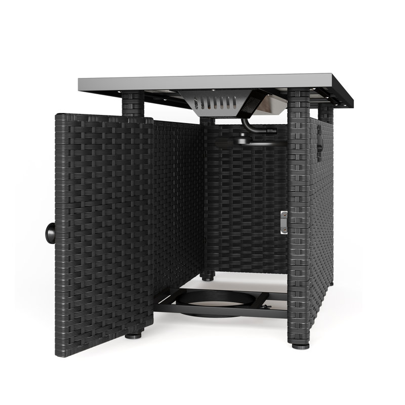 24.8''H x 44.9''W Propane Fire Table Outdoor,Fire Pit with Lid, Black