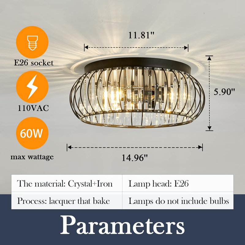 Lustre moderne en cristal, Noir mat