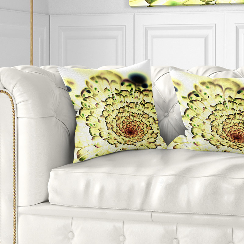 Coussin décoratif à motif fleur abstrait, 16 po x 1 po, Coussin décoratif