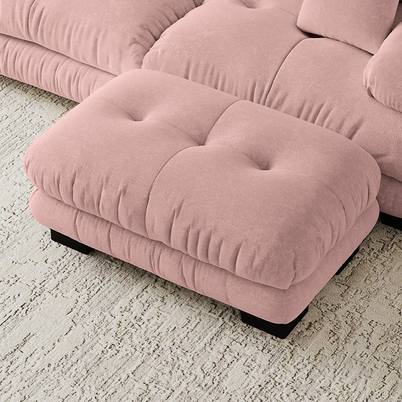 Repose-pieds en chenille pour salon, Rose