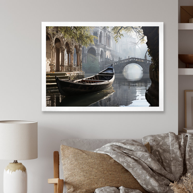 Canal Canal Mystical Graphite - imprimé, Cadre simple blanc, H 24 po x l 32 po x P 1 po