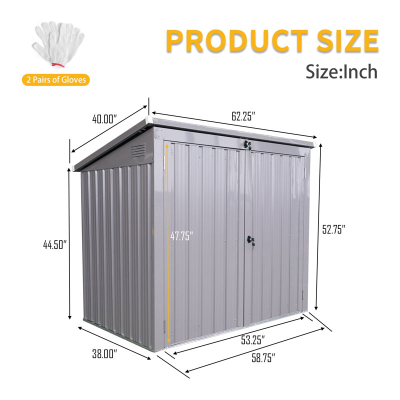 Remise extérieure pour poubelle en métal pour deux poubelles - Gris
