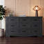 Commode de rangement à 63 tiroirs de 63 po de largeur, commode extra large en MDF avec poignées en métal, conception anti-basculement, console multimédia robuste et organisateur de vestibule-1343356063