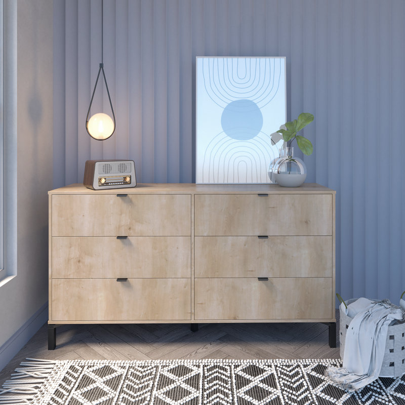 59'' W 6 - Drawer Dresser, Natural Wood