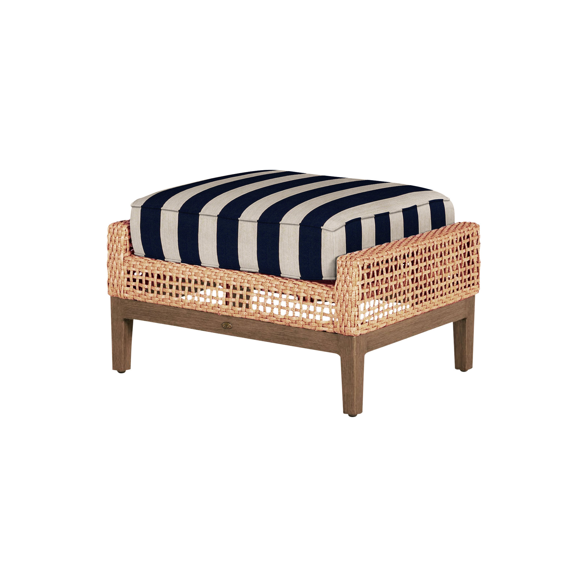 Peninsula Wicker Outdoor Woven Ottoman, Peninsula #37 Light Raffia/Natural, Welt + Standard fill