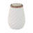 Stoneware Ceramic Vase with Textured Diamond Basket-Weave Pattern and Brown Rim - 6x6x9 White Casual Home Decor for Living Room, Office, Bedroom or Home Display-1666099602