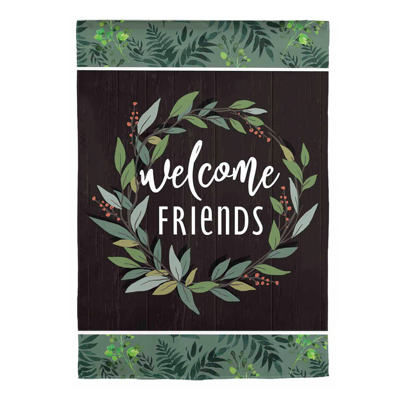Drapeau de jardin en daim Welcome Friends