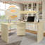 Bureau en L 90 po en bois naturel avec 3 tiroirs, bureau rotatif à 360 ° en bois naturel, bureau de direction, bureau d'angle, bureau d'étude-1867608614