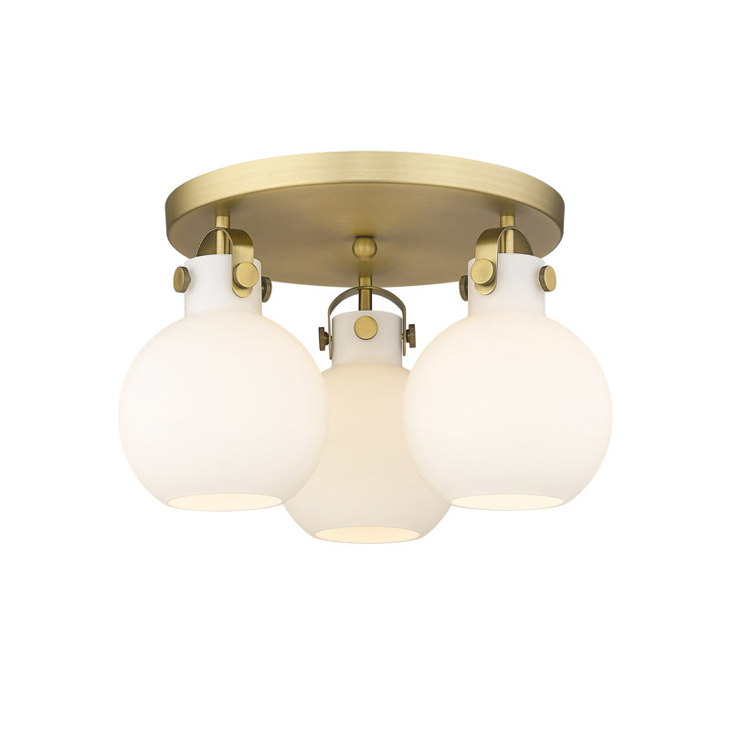 Slocomb Glass Semi Flush Mount, Brushed Brass, Matte White