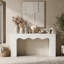 Console blanche de 160 cm avec rebord ondulé, table d'entrée et table basse en bois