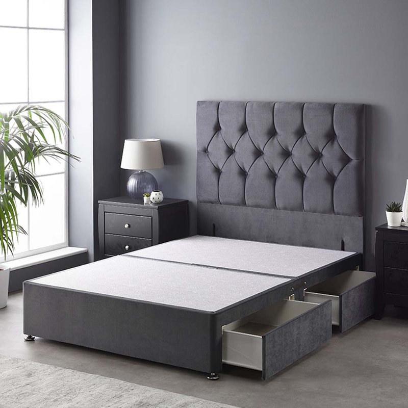 Boutique Divan Bed Base, Small Single (2'6), 2 Drawers, Steel