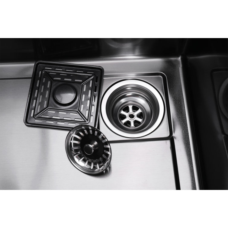 Lefton Single Bowl Workstation Kitchen Sink Set with Waterfall Faucet-KS2203