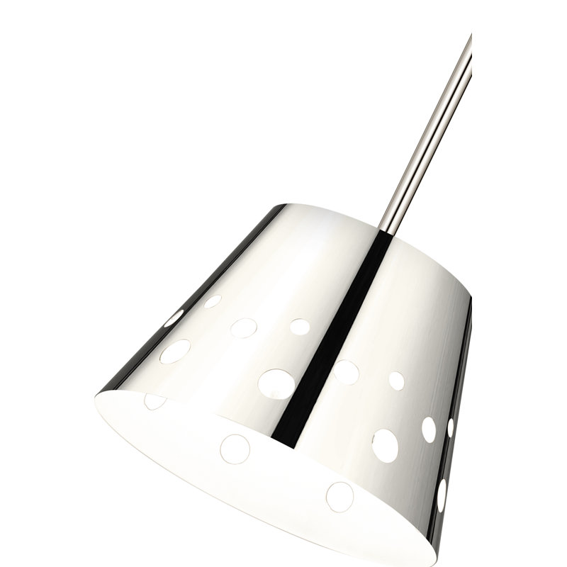 Luminaire suspendu conique 1 lumière, Nickel poli, H 9,5 po x l 12 po x P 12 po