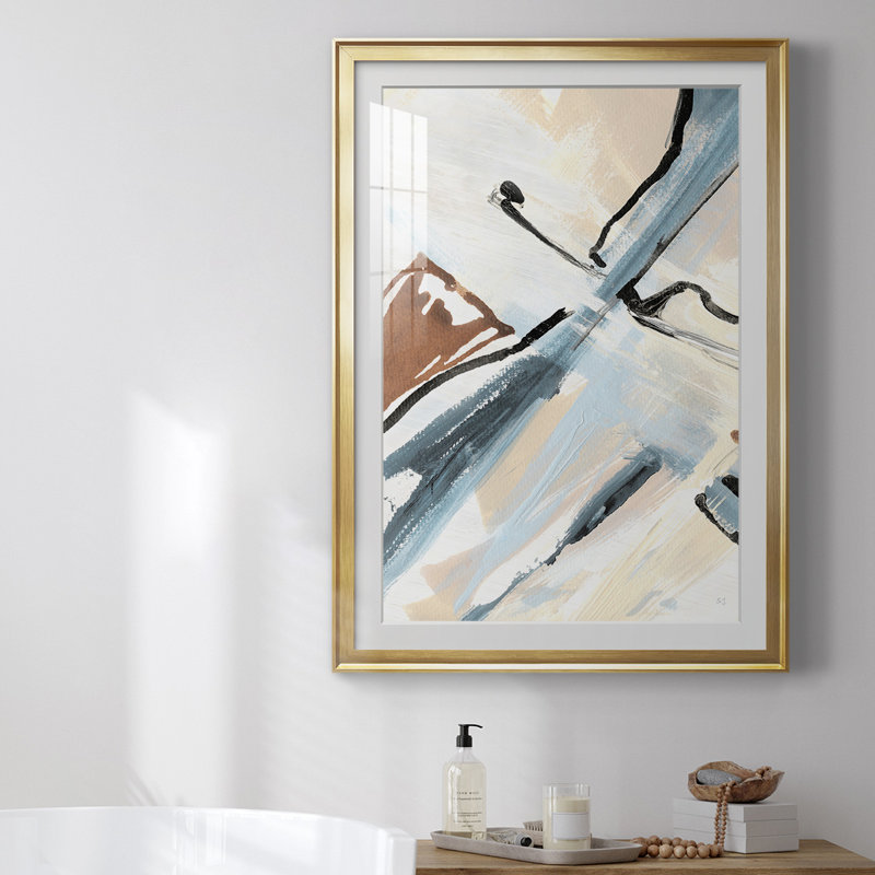 «Dancing Wind Revisit I», reproduction encadrée de qualité supérieure - prête à être accrochée, Or
