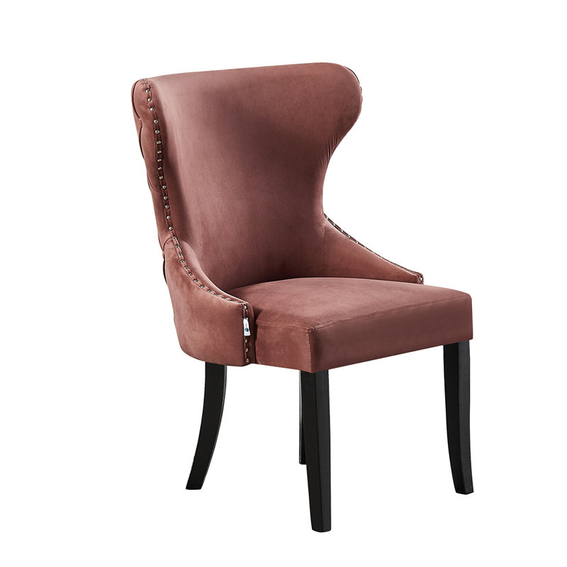 Caesar Velvet Dining Chair, Ergonomic Curved Back With Solid Wooden Legs- Side Chair for Dining Room Kitchen Living Room - Single