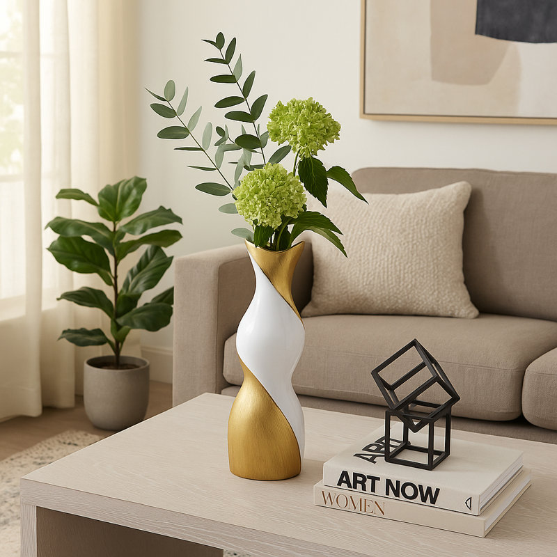 Sculptural Vase with a Twisting Silhouette – Modern Tall Vase and Table Vase for Home Decor – Decorative Flower Vase for Shelf, Entryway, or Mantel Styling